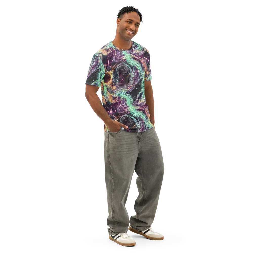 Celestial Vines on Men's Cotton Crew Neck T-Shirt — Right Front