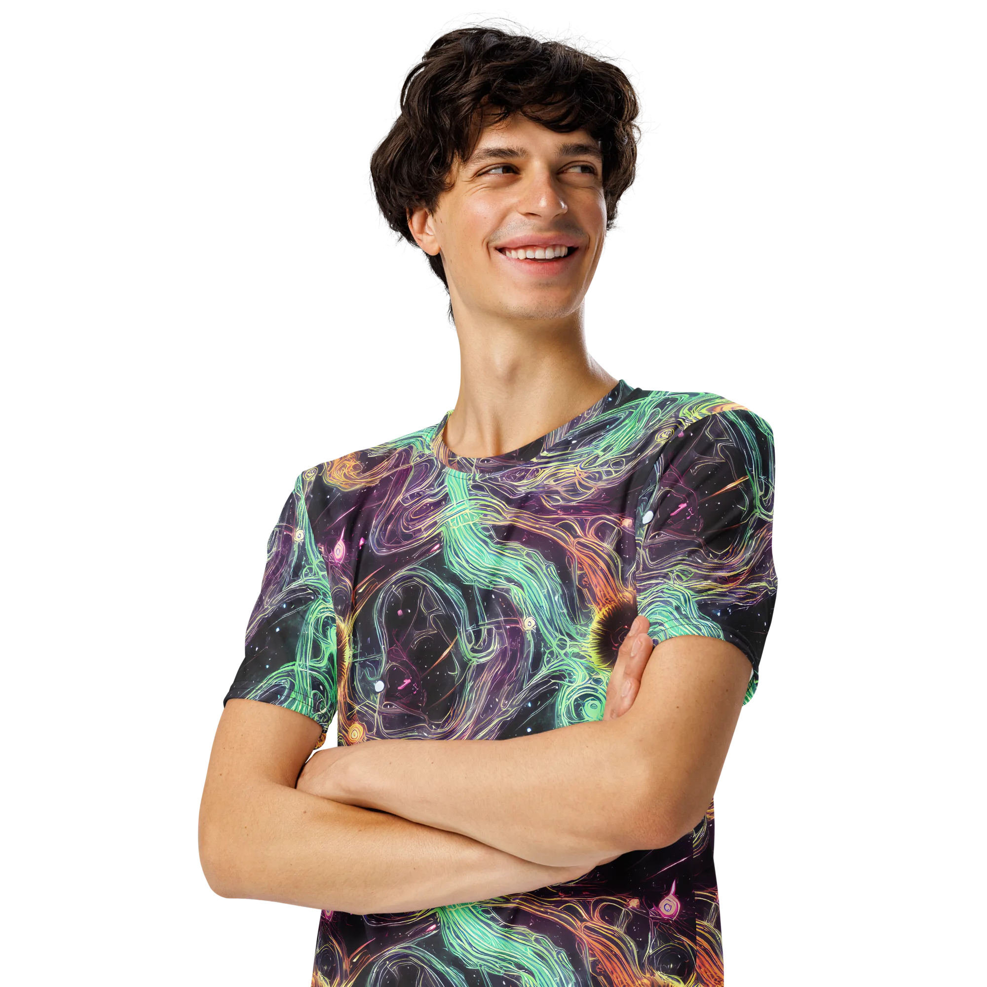 Celestial Vines on Men's Crew Neck T-Shirt — Left Front