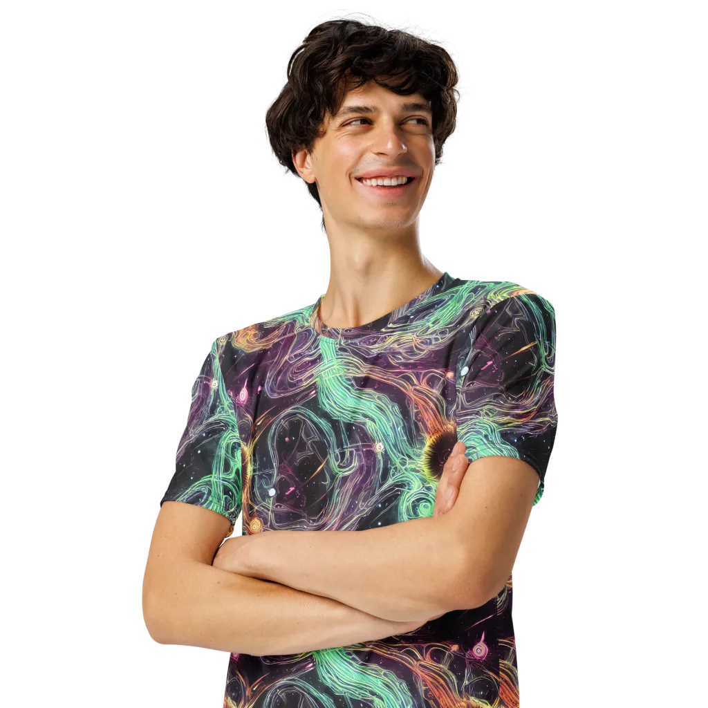 Celestial Vines on Men's Crew Neck T-Shirt — Left Front