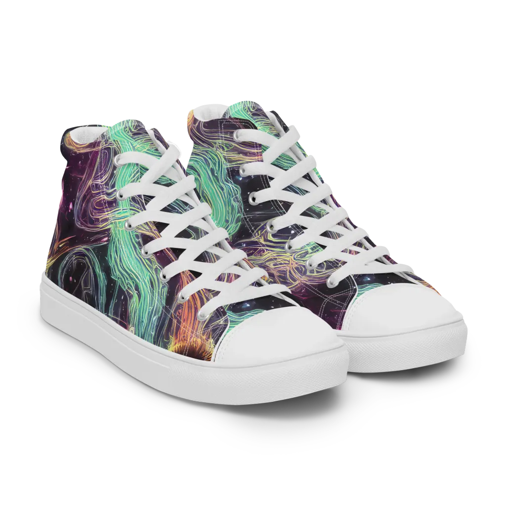 Celestial Vines on Men's High Top Canvas Shoes — Right Front