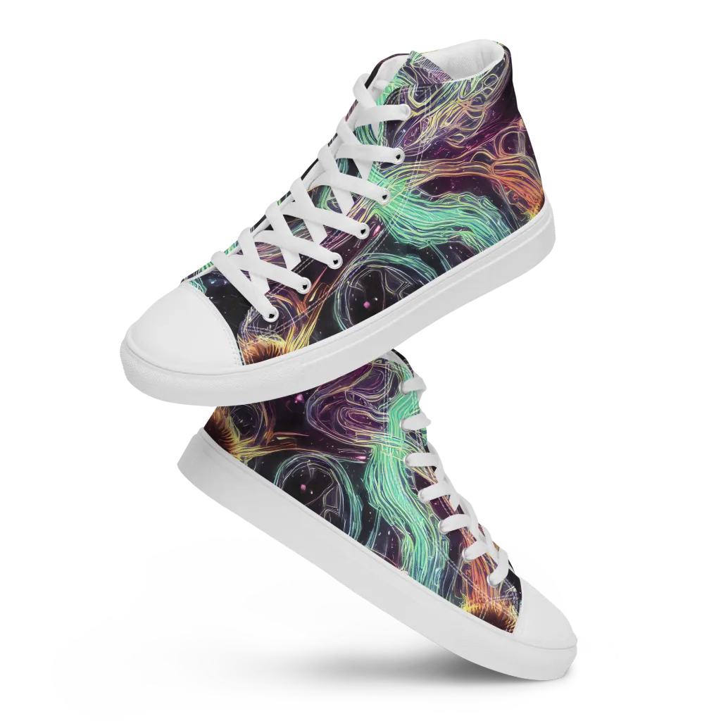 Celestial Vines on Men's High Top Canvas Shoes — Front