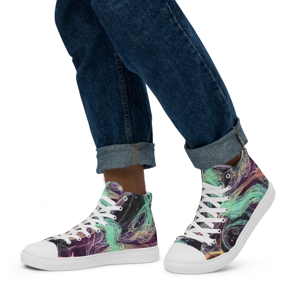 Celestial Vines on Men's High Top Canvas Shoes — Left