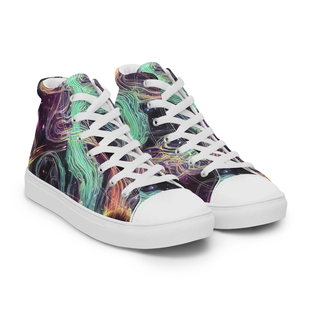 Celestial Vines on Women's High Top Canvas Shoes — Right Front