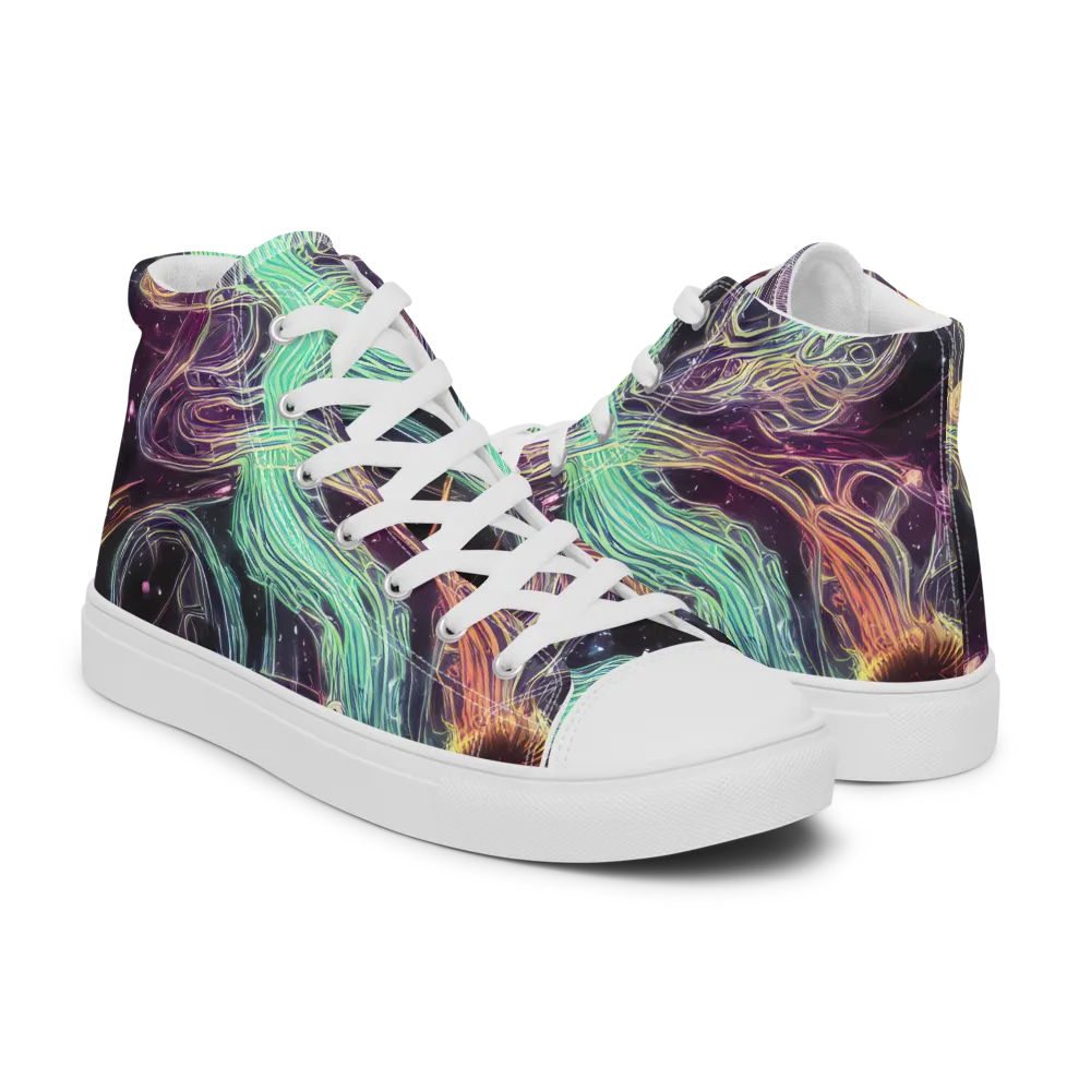 Celestial Vines on Women's High Top Canvas Shoes — Right
