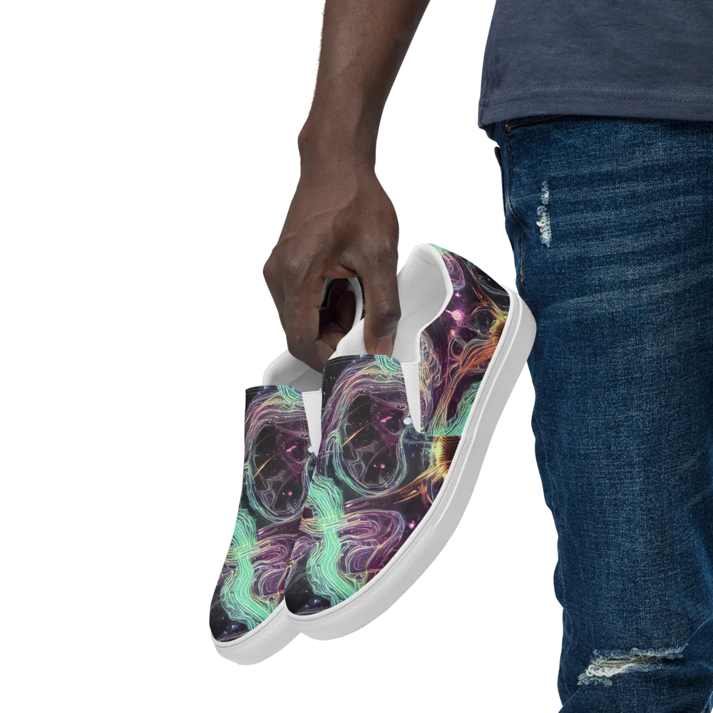 Celestial Vines on Men's Slip-On Canvas Shoes — Left Front