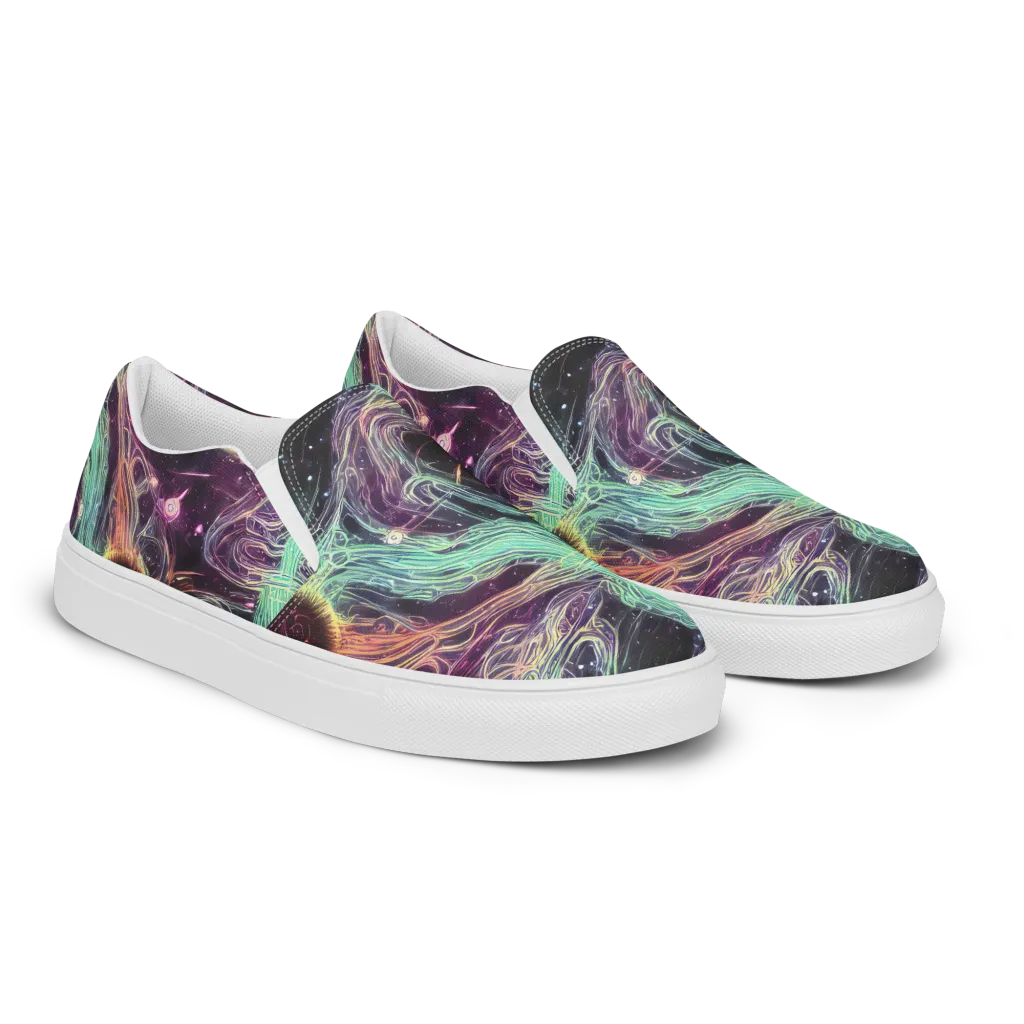 Celestial Vines on Women's Slip-On Canvas Shoes — Right Front