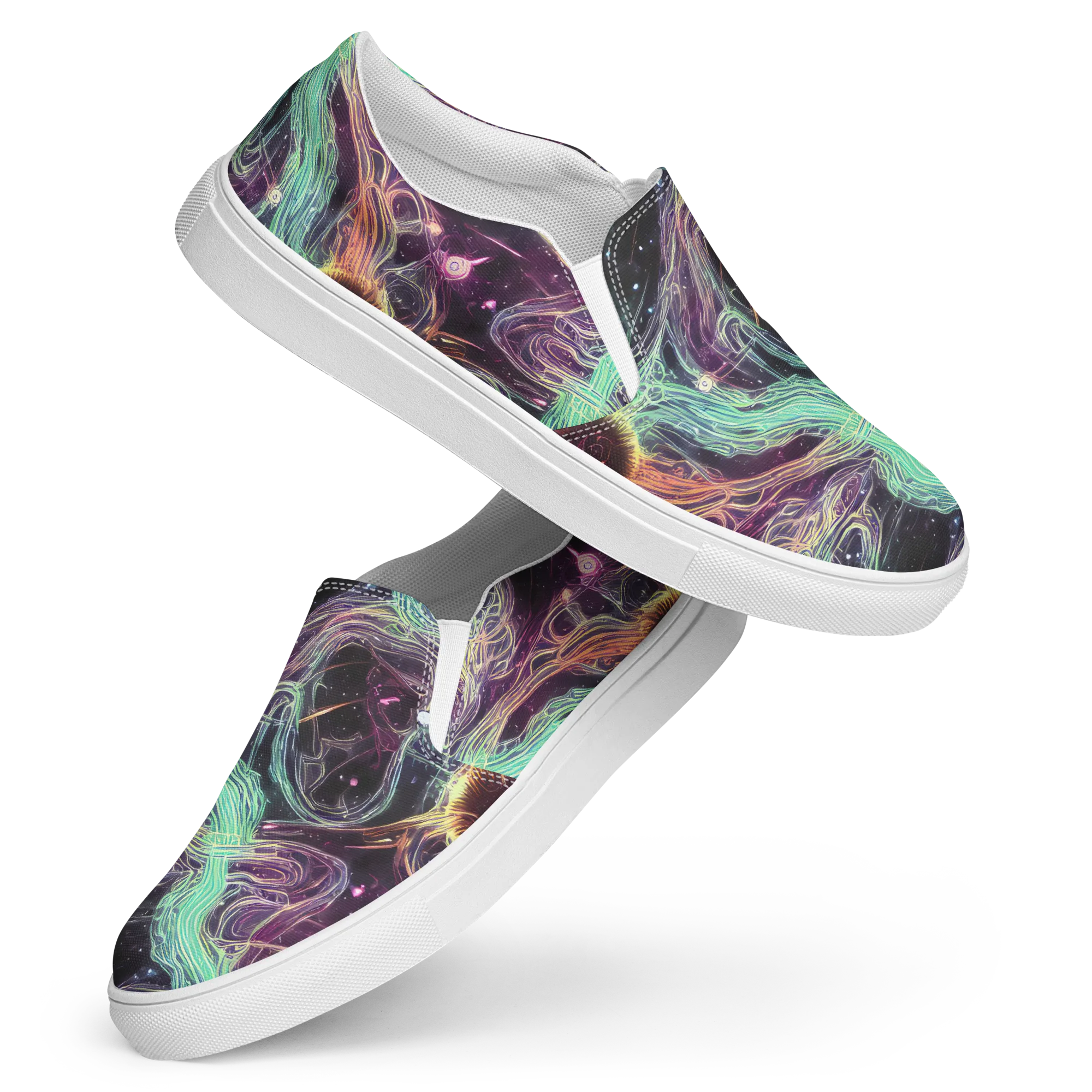Celestial Vines on Women's Slip-On Canvas Shoes — Front