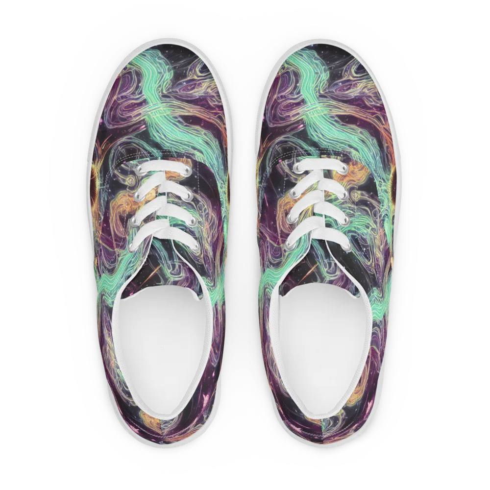 Celestial Vines on Men's Lace-Up Canvas Shoes — Front