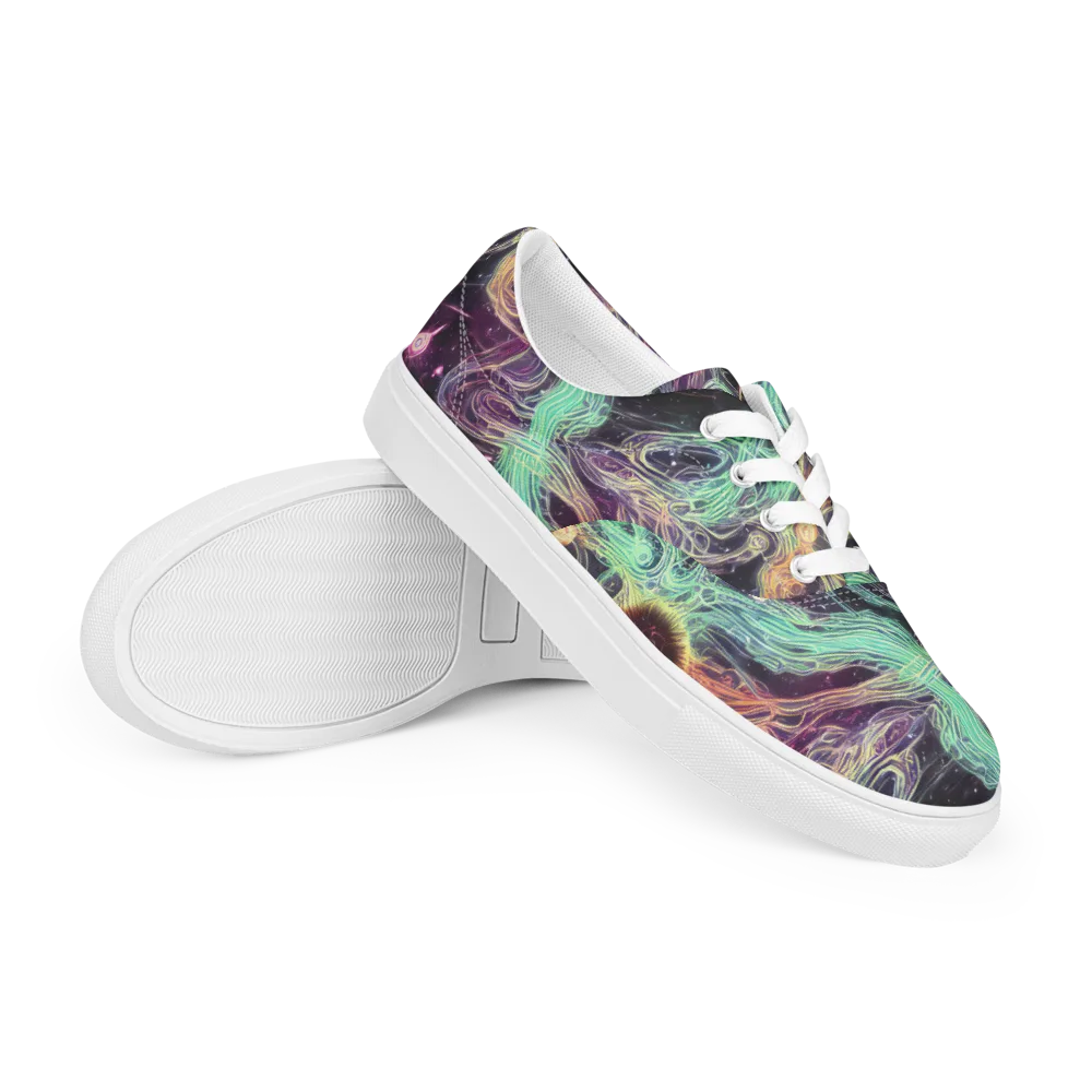 Celestial Vines on Men's Lace-Up Canvas Shoes — Right Front