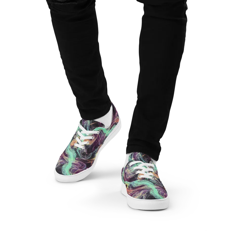Celestial Vines on Men's Lace-Up Canvas Shoes — Front