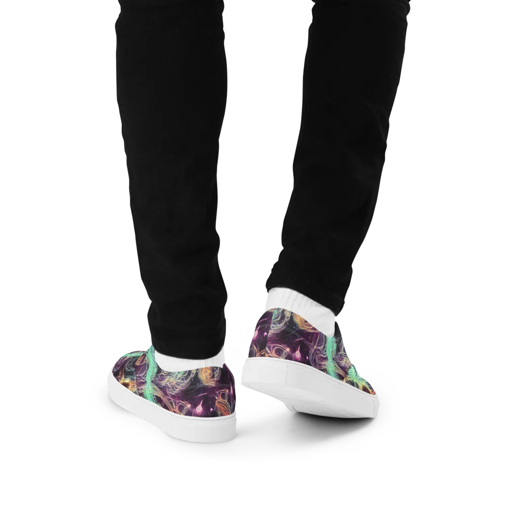 Celestial Vines on Men's Lace-Up Canvas Shoes — Back