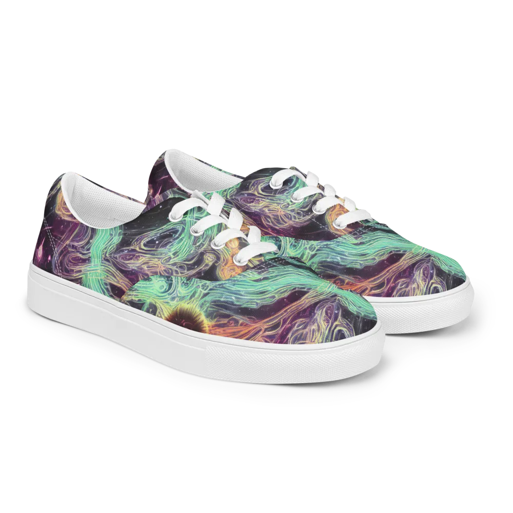 Celestial Vines on Men's Lace-Up Canvas Shoes — Right Front
