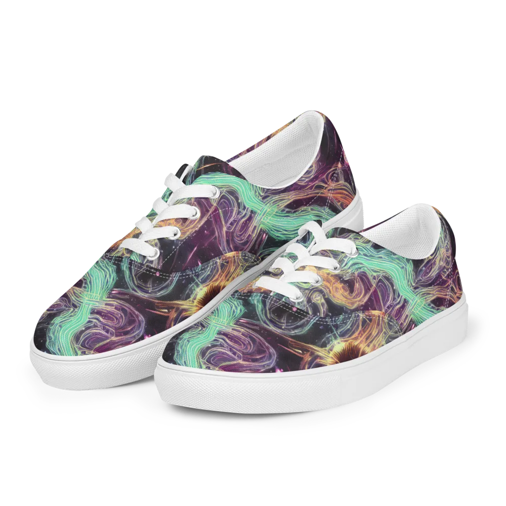 Celestial Vines on Men's Lace-Up Canvas Shoes — Left Front