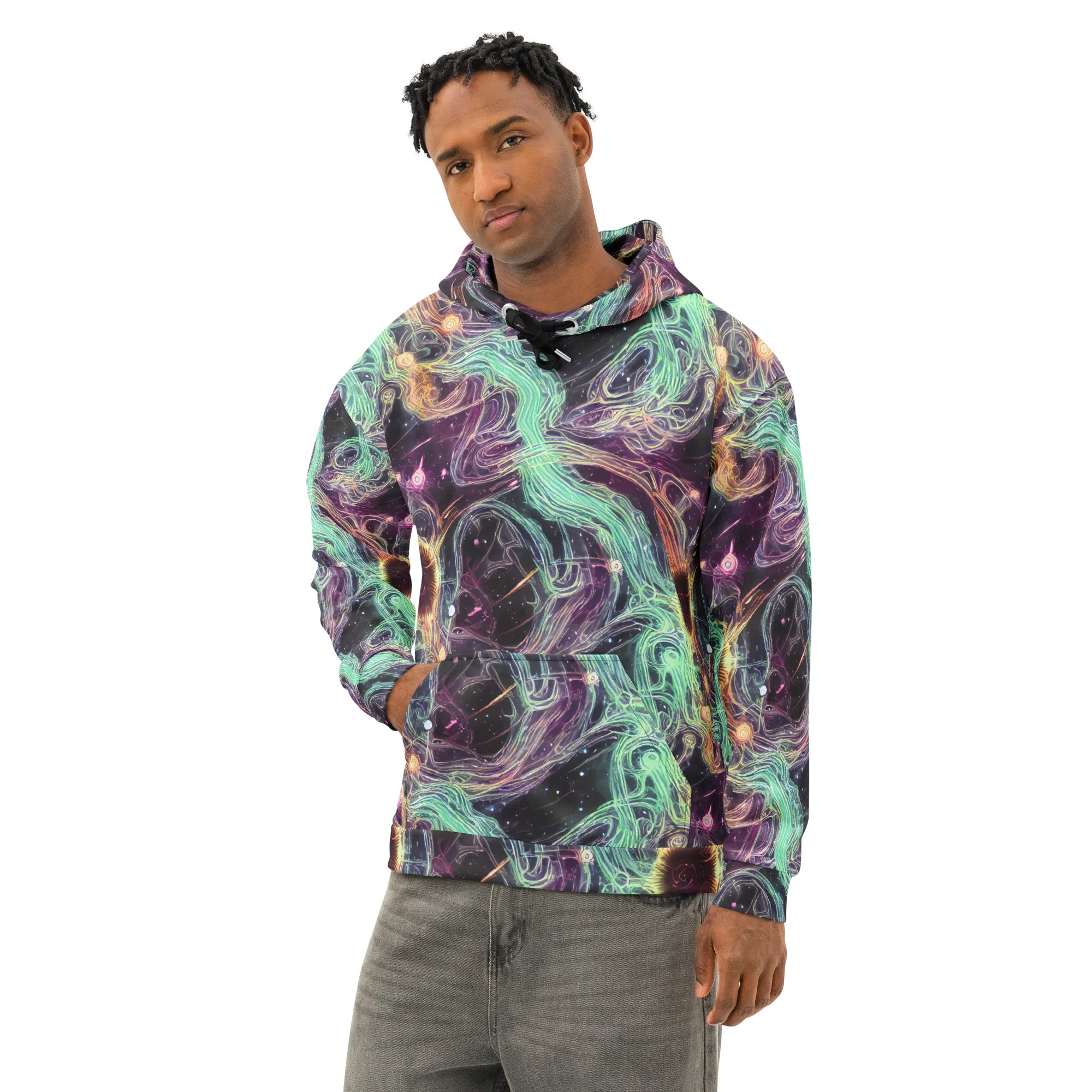 Celestial Vines on Cotton Hoodie — Left Front