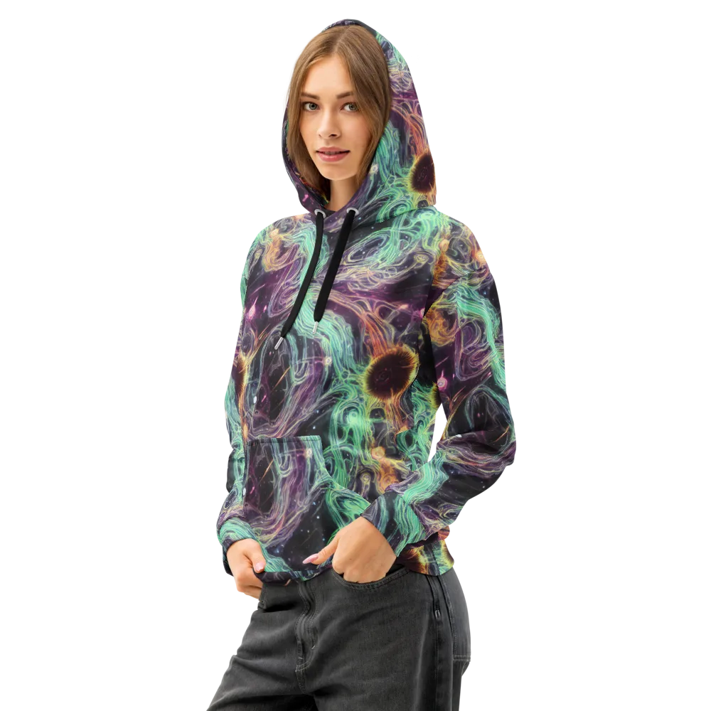 Celestial Vines on Cotton Hoodie — Left Front
