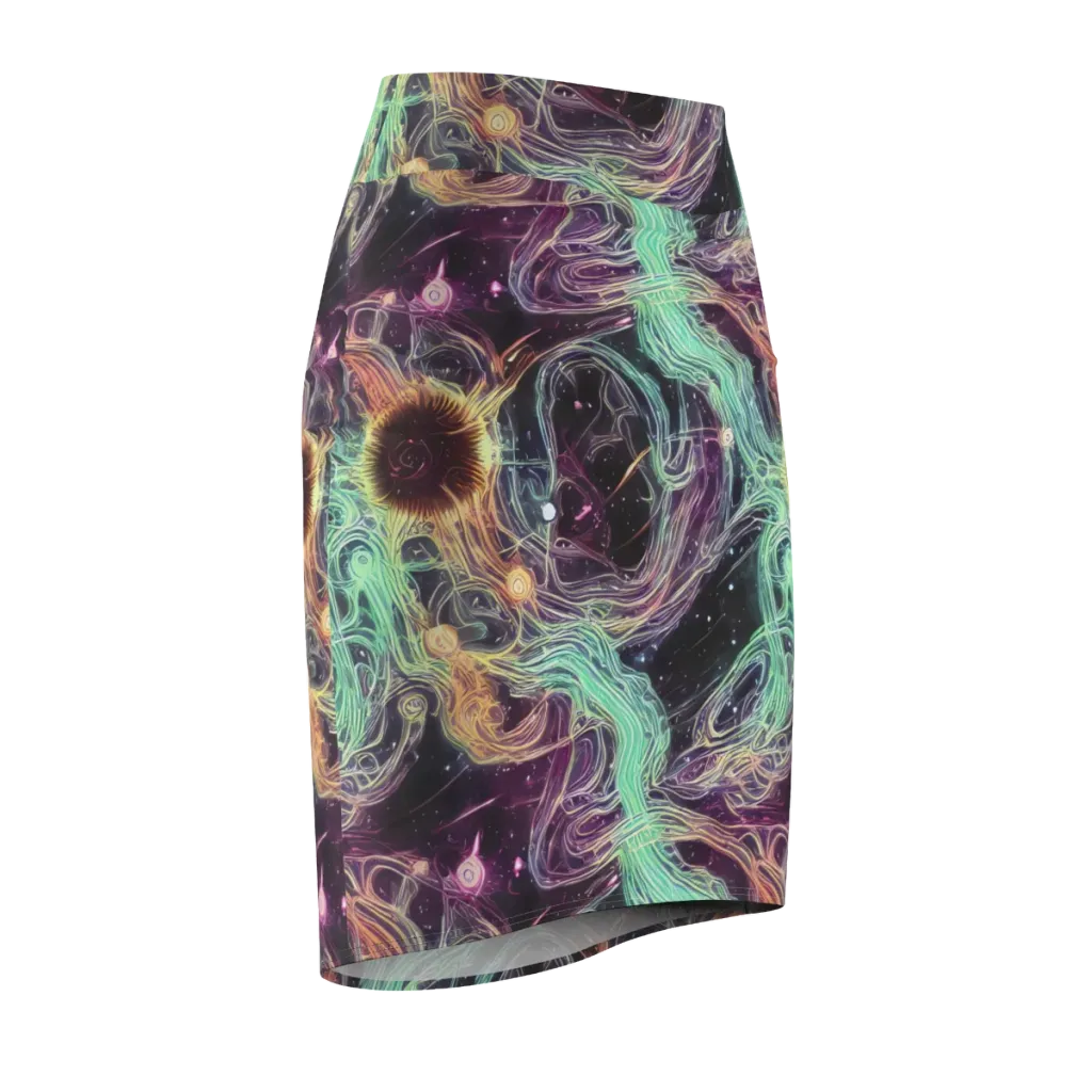 Celestial Vines on Pencil Skirt — Front Side