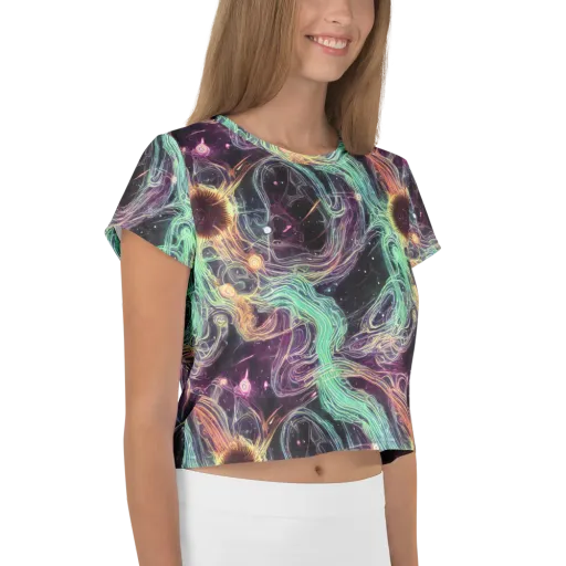 Celestial Vines on a Crop Tee