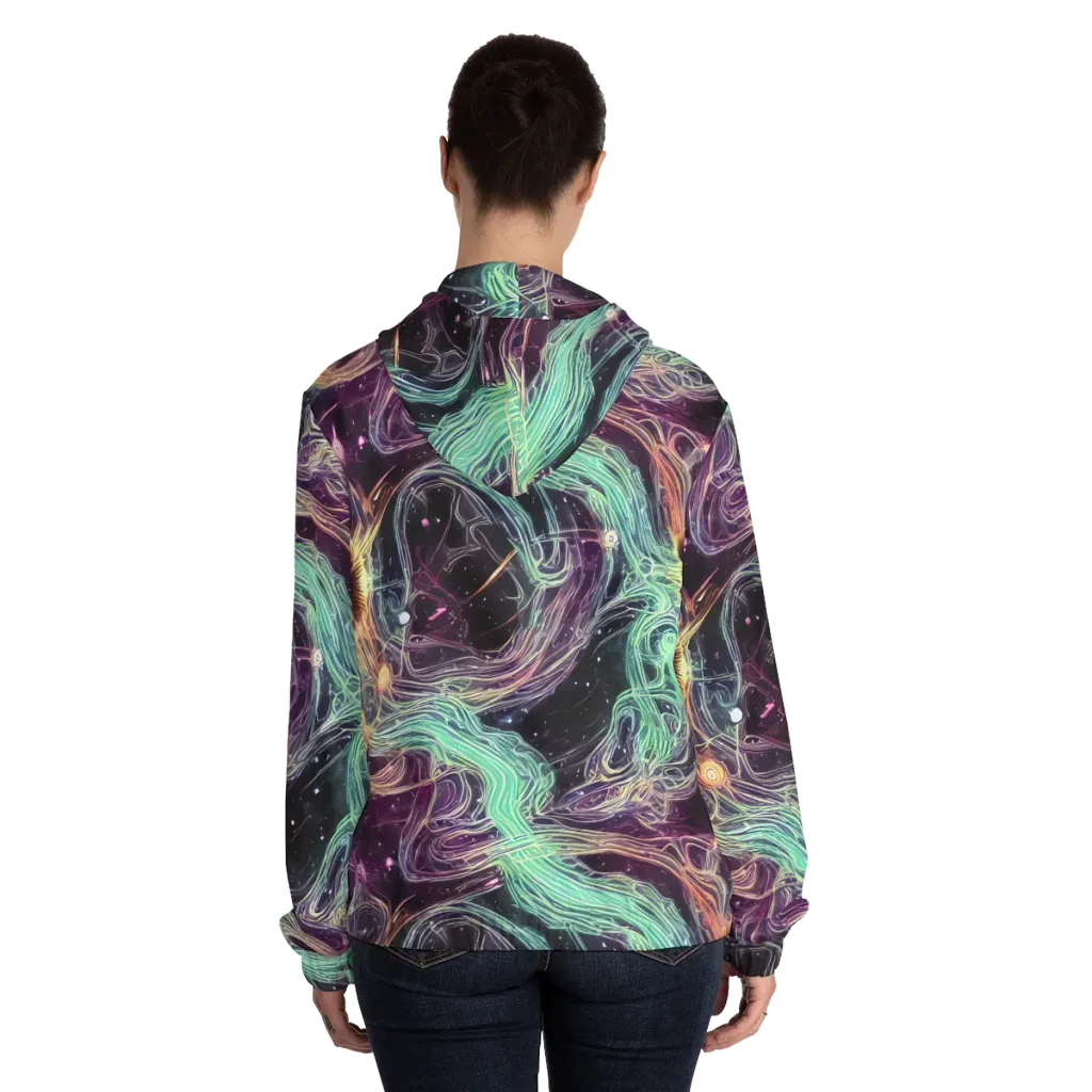 Celestial Vines on Women's Full-Zip Hoodie — Back On Person