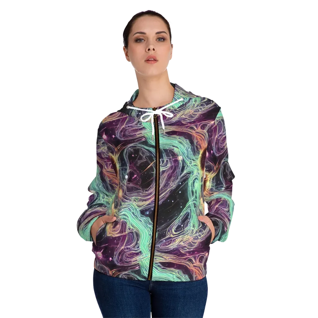 Celestial Vines on Women's Full-Zip Hoodie — Front On Person