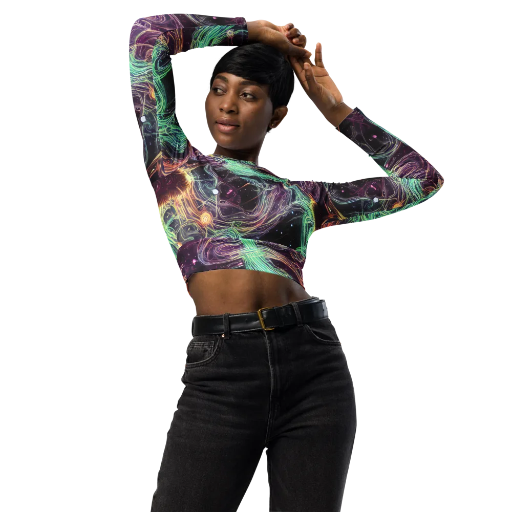 Celestial Vines on Long Sleeve Crop Top — Front