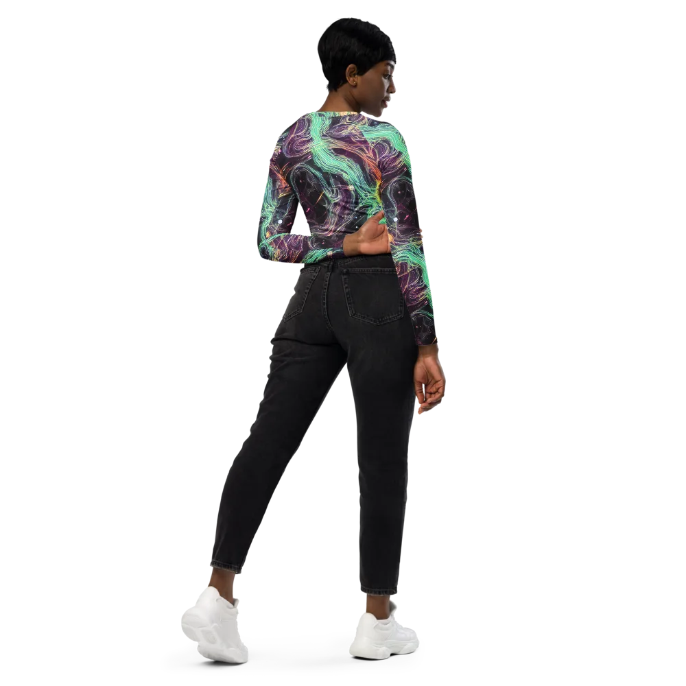 Celestial Vines on Long Sleeve Crop Top — Right Back