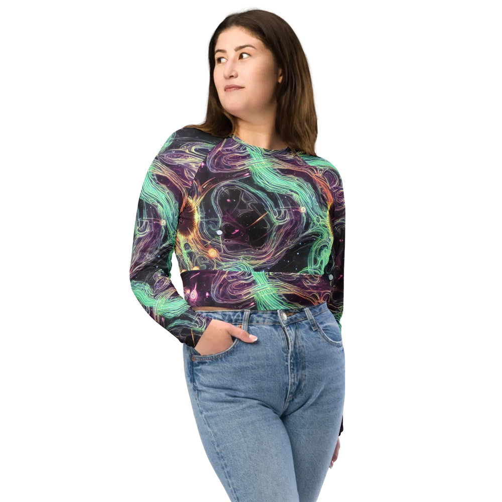 Celestial Vines on Long Sleeve Crop Top — Front