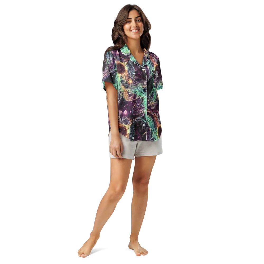 Celestial Vines on Women's Short Sleeve Pajama Top — Front