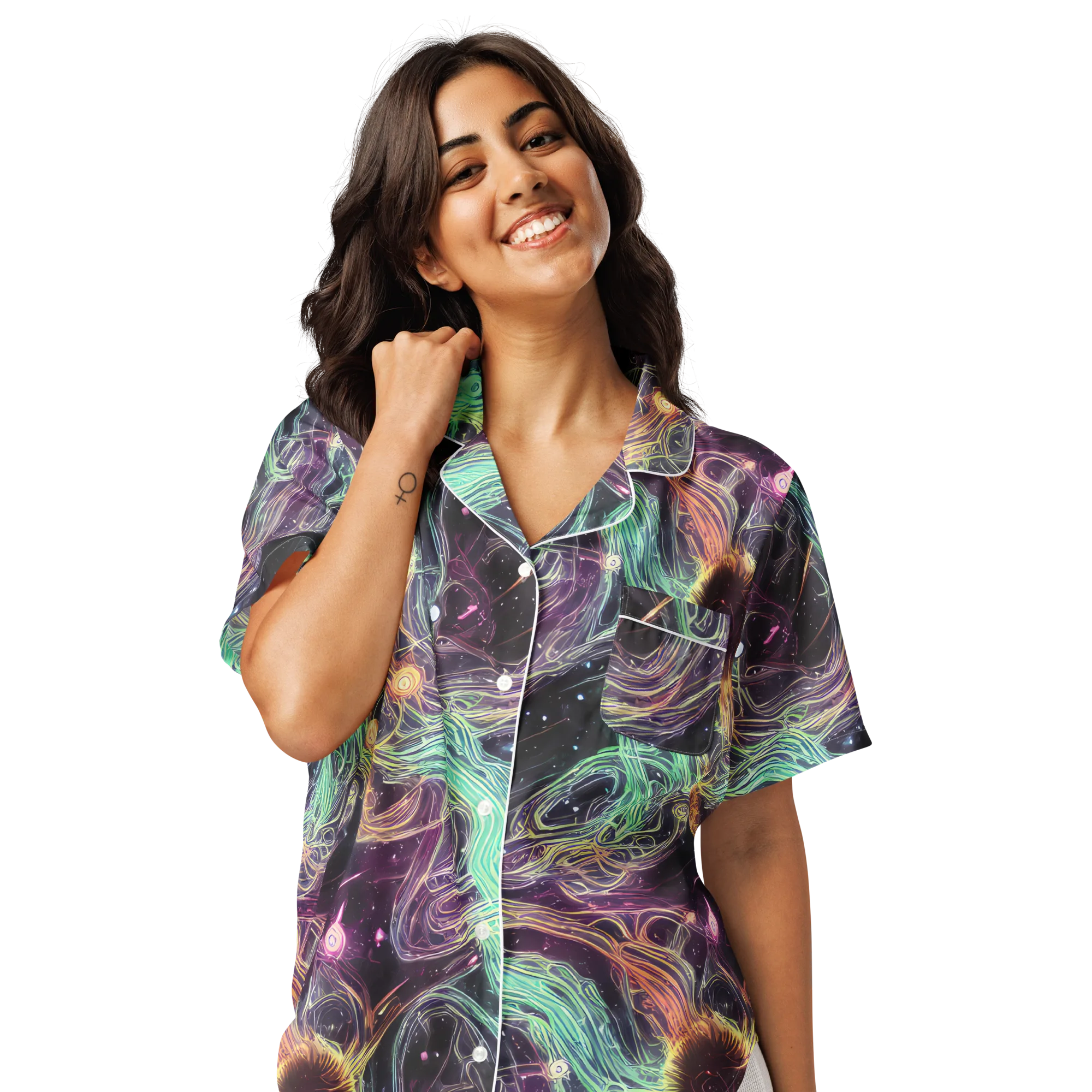 Celestial Vines on Women's Short Sleeve Pajama Top — Front