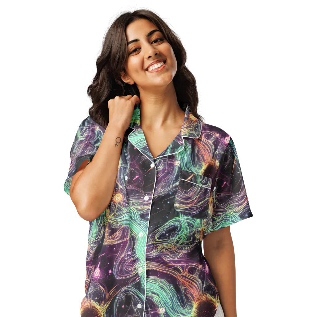 Celestial Vines on Women's Short Sleeve Pajama Top — Front