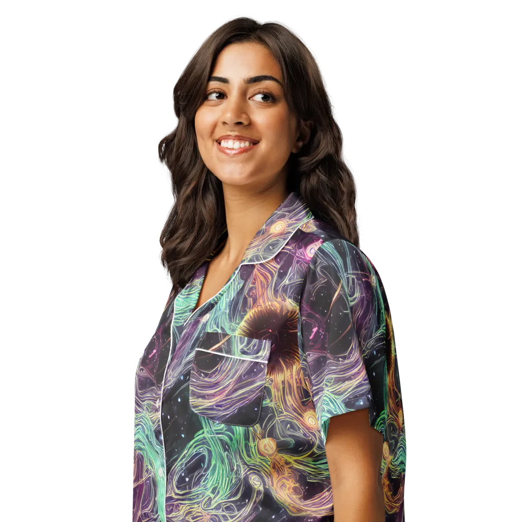 Celestial Vines on Women's Short Sleeve Pajama Top — Left Front