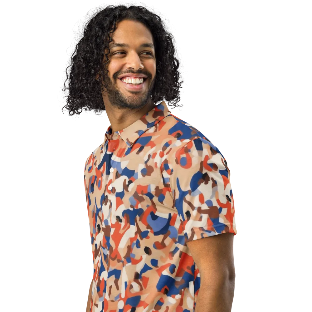 Cobalt Crowd on Men's Slim Fit Polo Shirt — Left Front