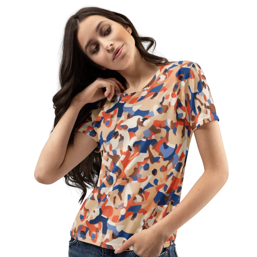 Cobalt Crowd on Women's Crew Neck T-Shirt — Left Front