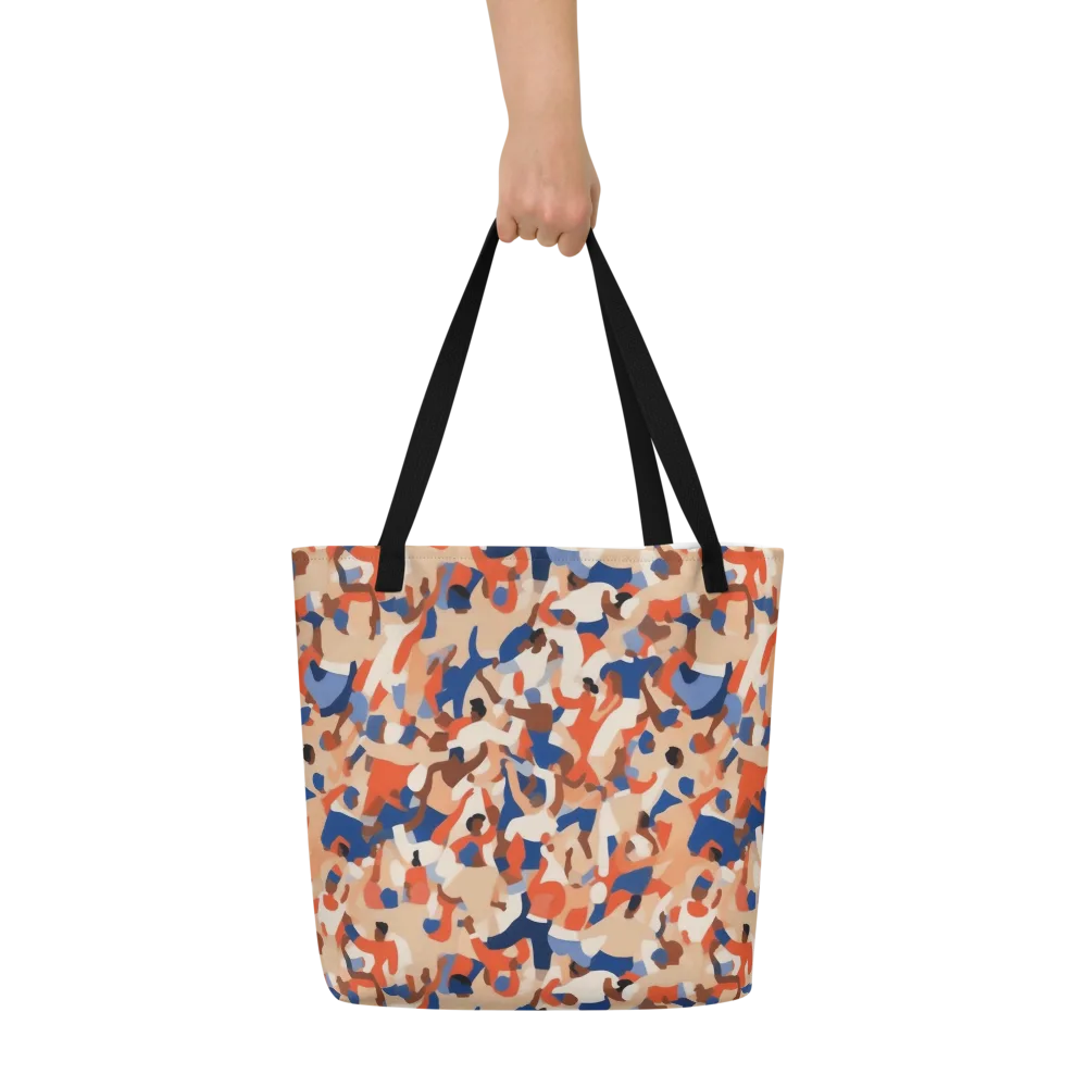Cobalt Crowd on Large Tote Bag W/ Pocket — Front