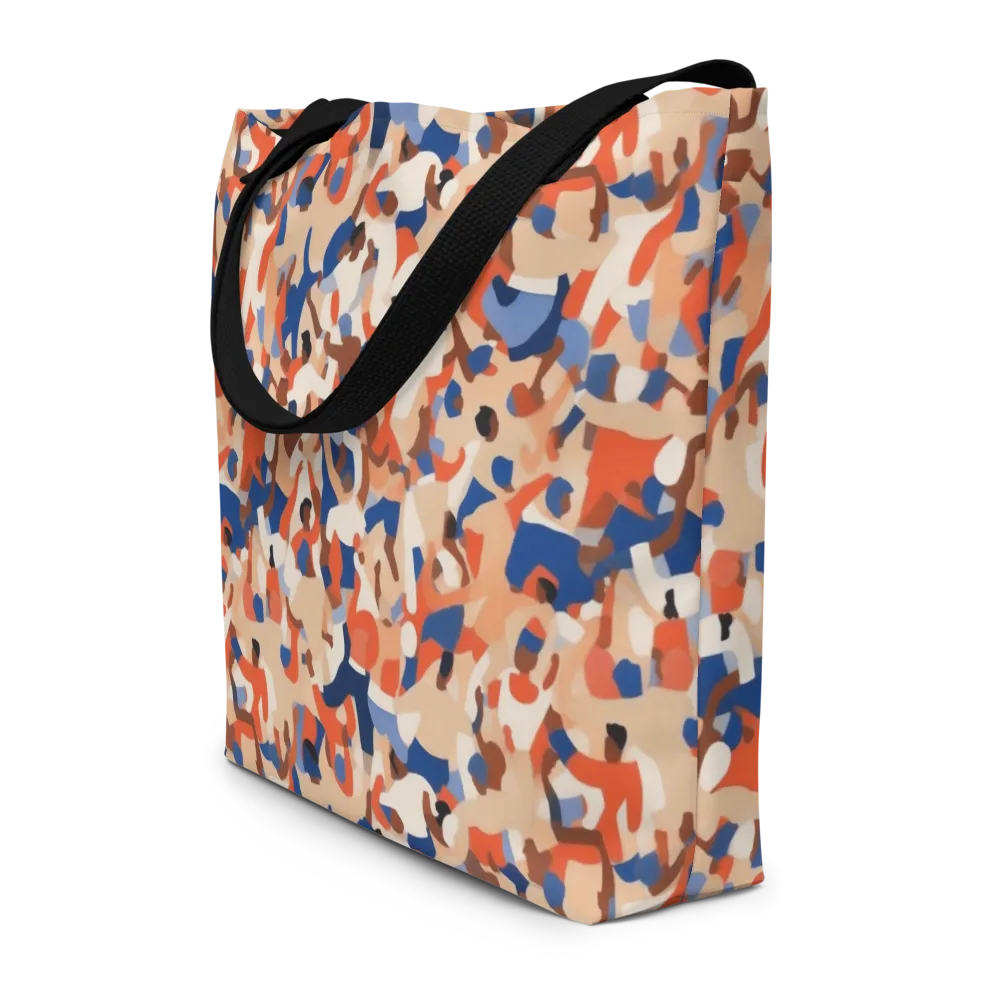 Cobalt Crowd on Large Tote Bag W/ Pocket — Front