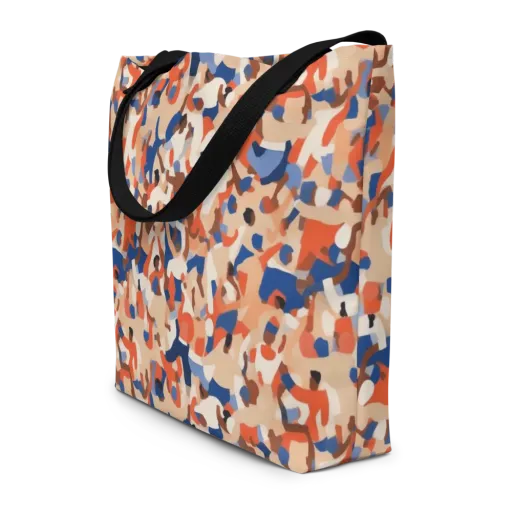 Cobalt Crowd on a Large Tote Bag W/ Pocket