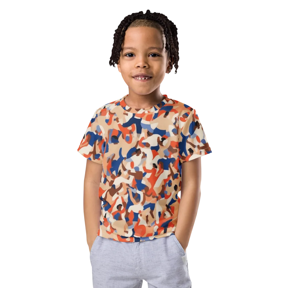 Cobalt Crowd on Kids Crew Neck T-Shirt — Front
