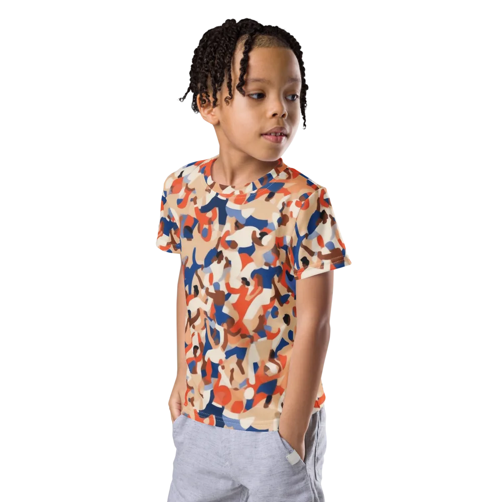 Cobalt Crowd on Kids Crew Neck T-Shirt — Left Front