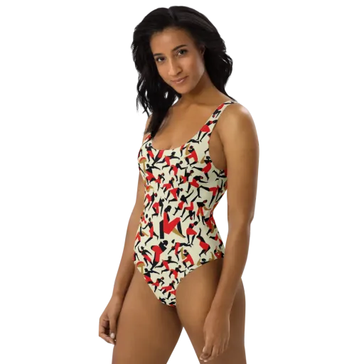 Vermilion Motion on a One-Piece Swimsuit