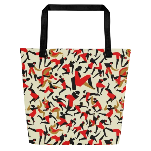 Vermilion Motion on a Large Tote Bag W/ Pocket