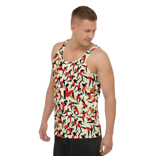 Vermilion Motion on a Men's Tank Top