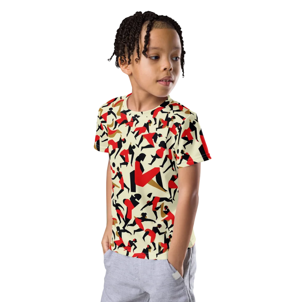 Vermilion Motion on Kids Crew Neck T-Shirt — Left Front