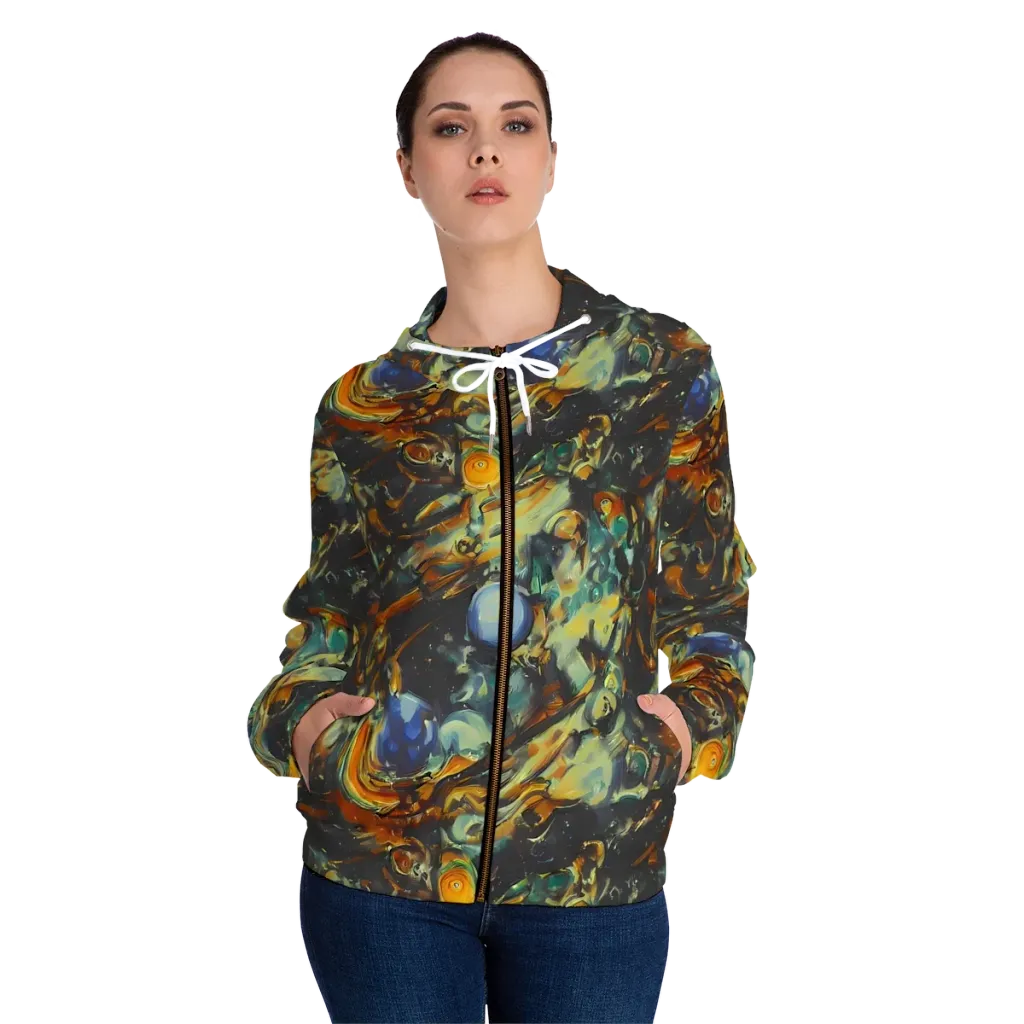 Menzel's Maelstrom on Women's Full-Zip Hoodie — Front On Person