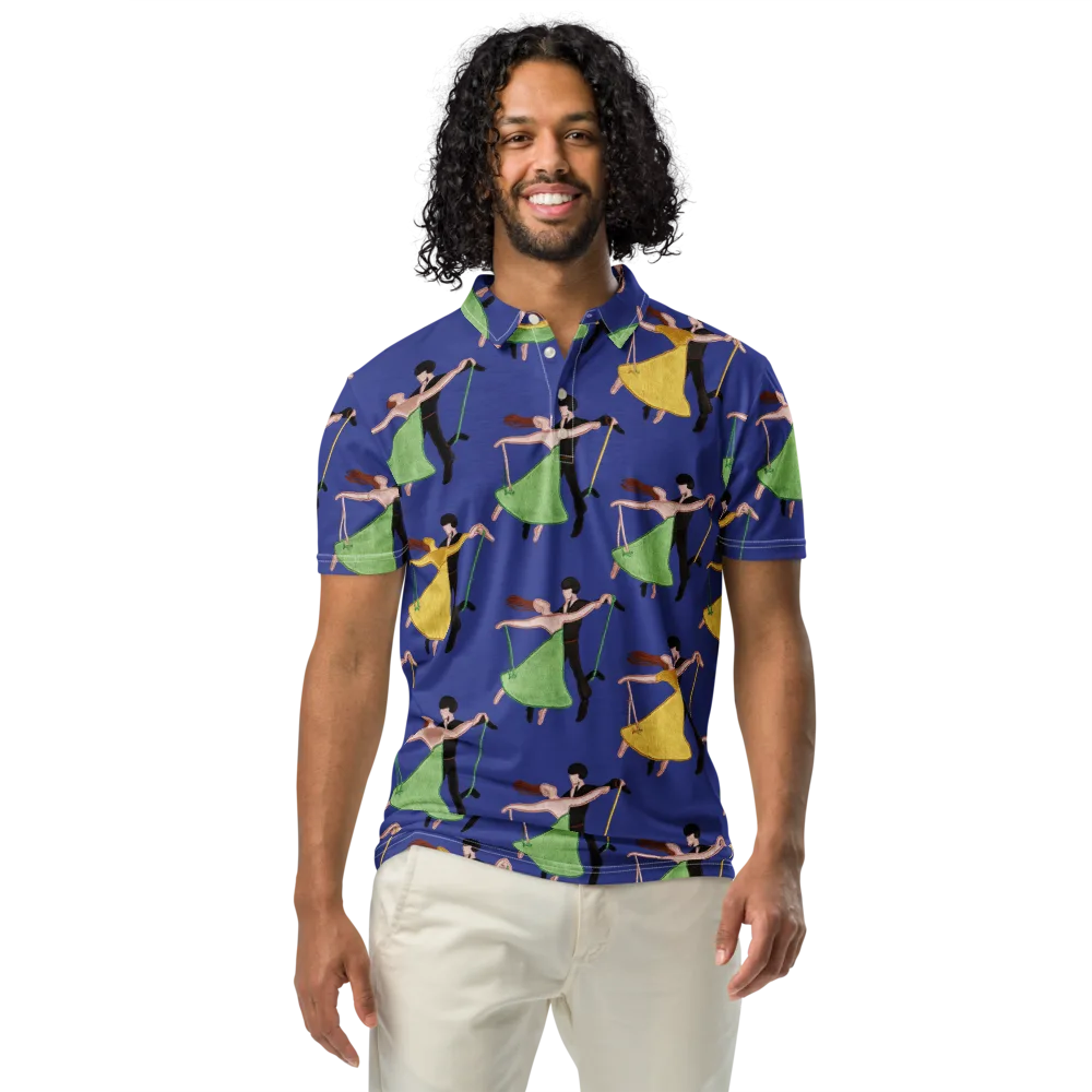 Swingtime Silhouettes on Men's Slim Fit Polo Shirt — Front