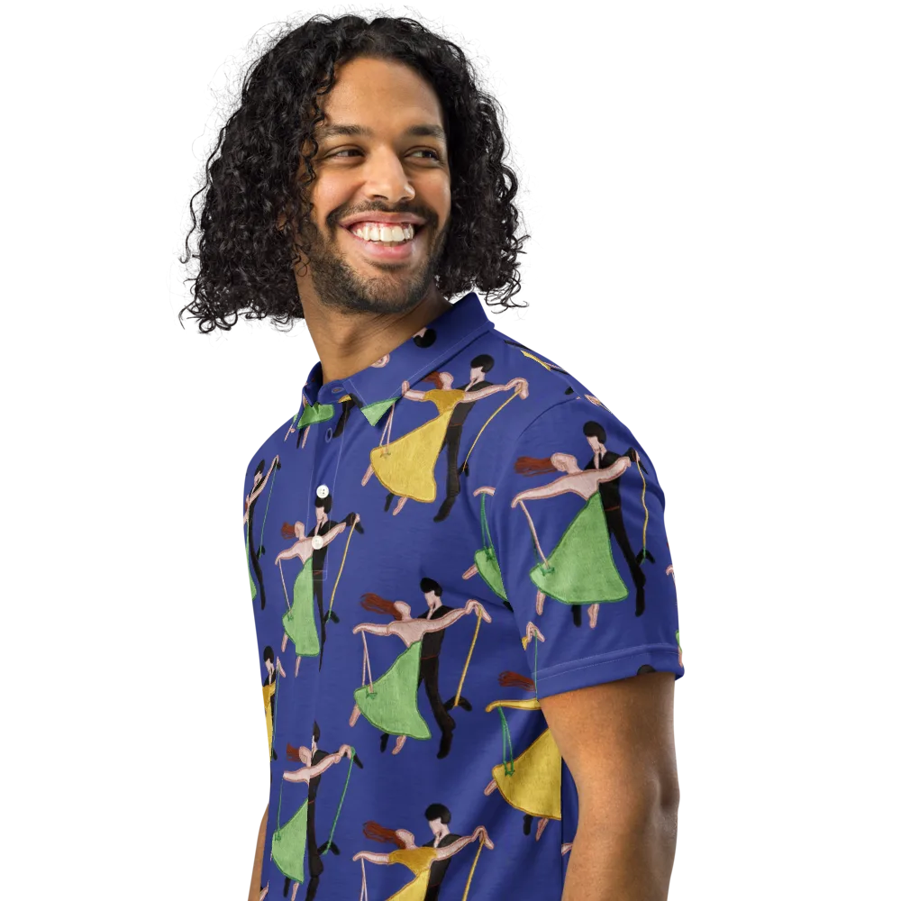 Swingtime Silhouettes on Men's Slim Fit Polo Shirt — Left Front