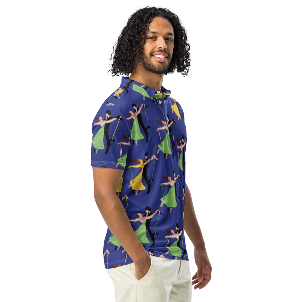 Swingtime Silhouettes on Men's Slim Fit Polo Shirt — Right Front
