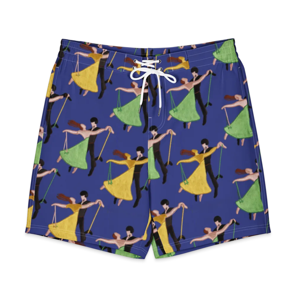 Swingtime Silhouettes on Men's Board Shorts — Front
