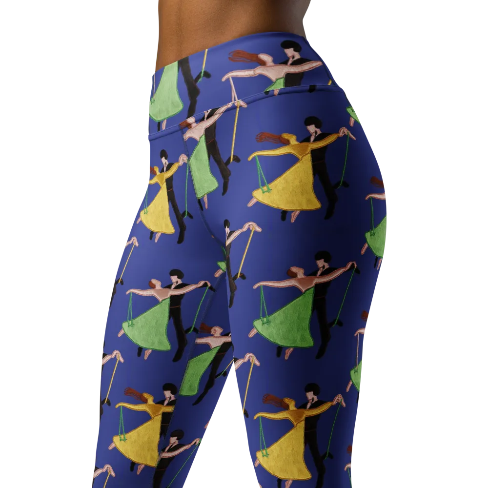 Swingtime Silhouettes on Yoga Leggings — Left Front