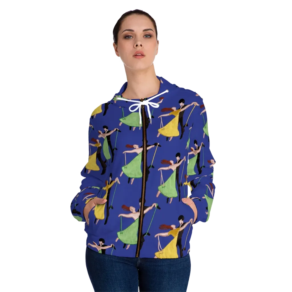 Swingtime Silhouettes on Women's Full-Zip Hoodie — Front On Person