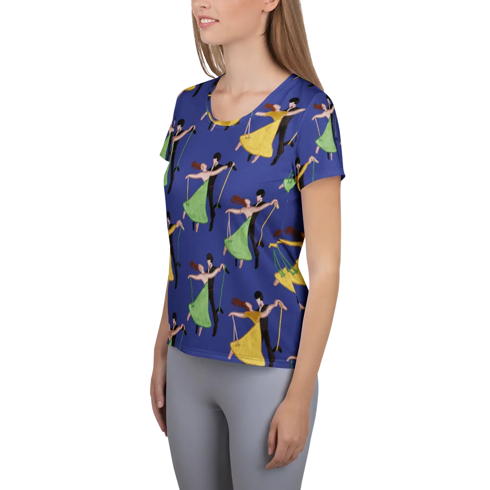 Swingtime Silhouettes on Women's Athletic T-Shirt — Left