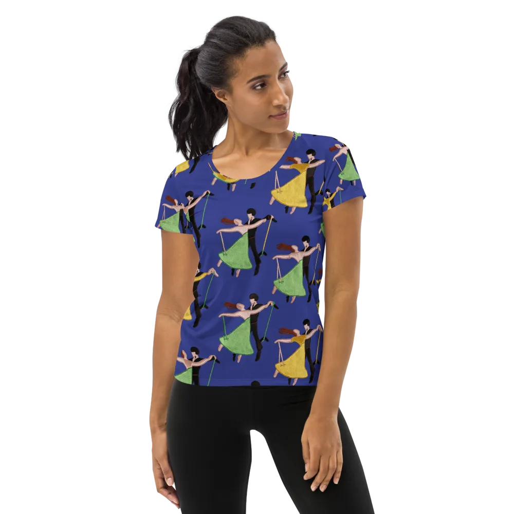 Swingtime Silhouettes on Women's Athletic T-Shirt — Front